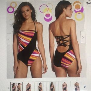 Trina Turk Sunburst Bandeau strapping back suit!